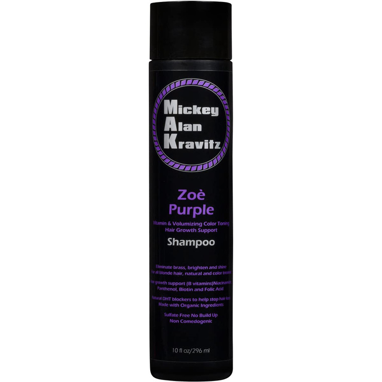 Zoe Purple Color toning, vitamin hair growth shampoo with Biotin and natural DHT blockers to help stop hair loss and faster hair growth. For all blon