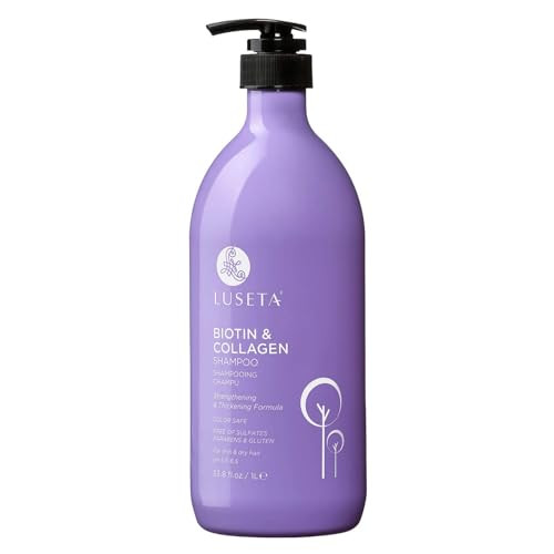 Luseta Biotin & Collagen Shampoo Thickening for Hair Loss & Fast Hair Growth - Infused with Argan Oil to Repair Damaged Dry Hair - Sulfate Free Parab