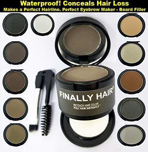 Finally Hair Waterproof Gray Dab-on Hair Fibers & Hair Loss Concealer, Hairline Creator, Eye Brow Enhancer, and Beard Filler. Dab-on Hair Fiber Shado