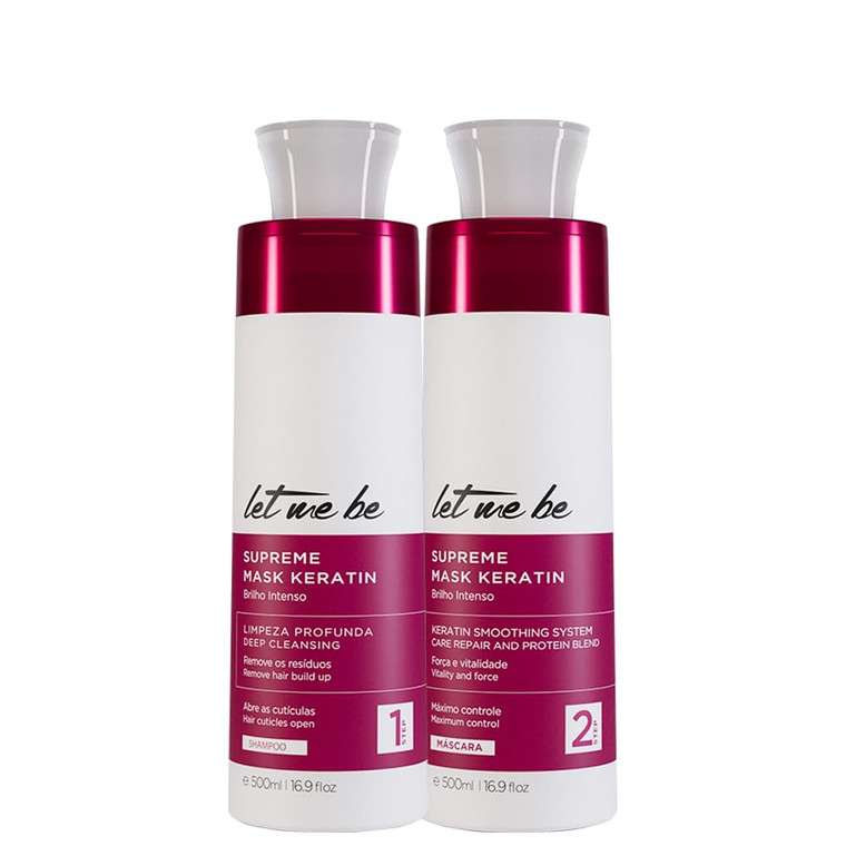 Let Me Be Supreme Mask Keratin Kit  Deep Cleansing Shampoo + Keratin Smoothing System  For Smoother, Shinier, More Manageable Hair  2x500ml / 17.6