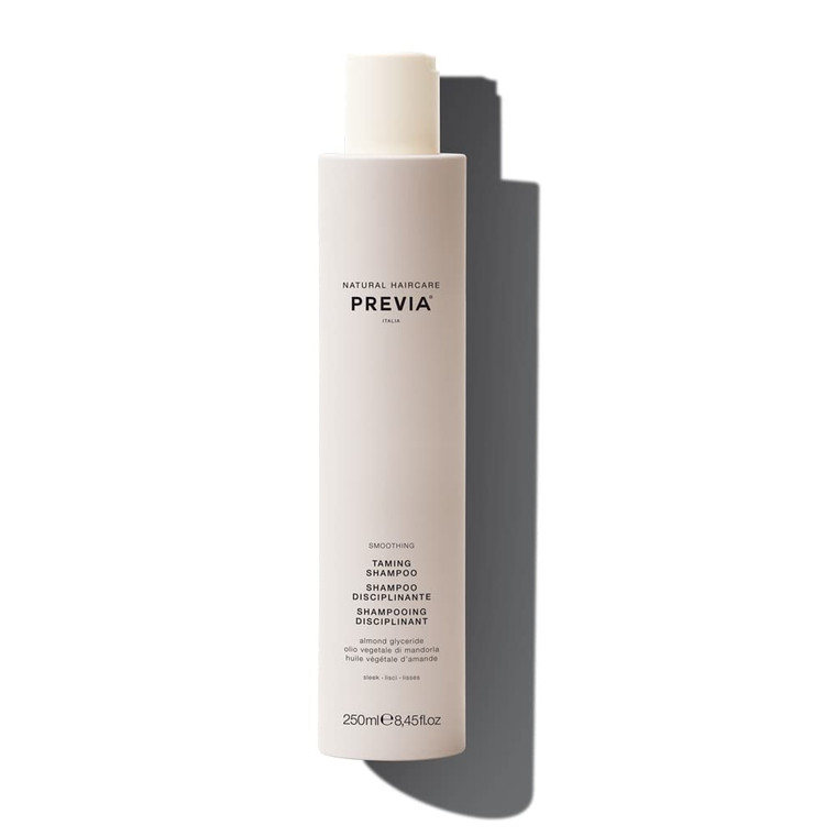 PREVIA Smoothing Taming Shampoo Anti-Frizz Shampoo with Almond Extract Vegan Sulfate Free Hydrating Formula for Smooth Manageable Hair Static Control