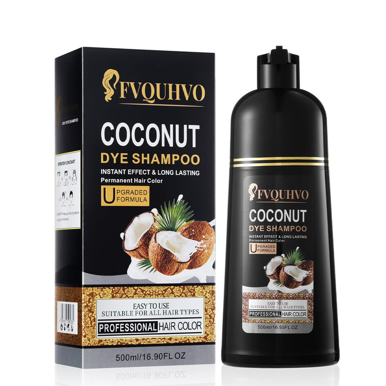 Fvquhvo Black Hair Dye Shampoo, Hair Color Shampoo for Gray Hair, Instant Black Hair Shampoo, Champu Para Canas, Shampoo Hair Dye for All Hair Types