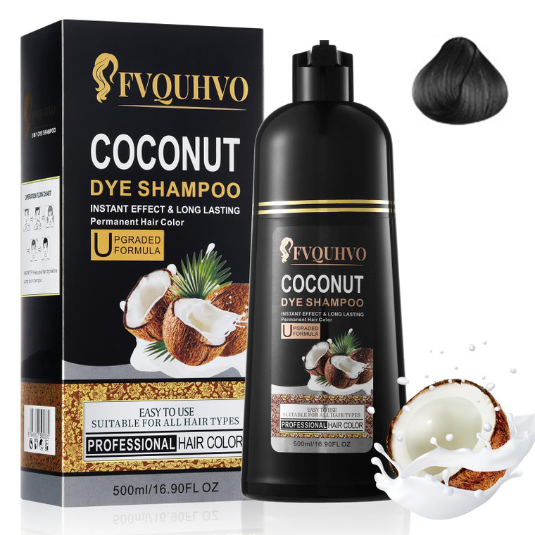 NCEPROHR Coconut Dye Shampoo for Brown Hair - 3 in 1 Instant Hair Color, Dye Shampoo for Women & Men