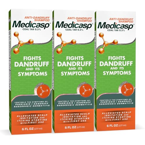 Medicasp Coal Tar Anti-Dandruff Shampoo, Alleviates Symptoms from 1st Wash, Treats Psoriasis, Seborrheic Dermatitis & Itchy Dry Scalp, Fights the Roo