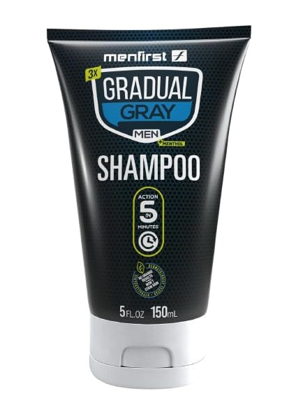 MENFIRST Gray Hair Darkening Shampoo - Gradual Hair Color for Gray Coverage, Hypoallergenic & Chemical-Free, Dark Shades