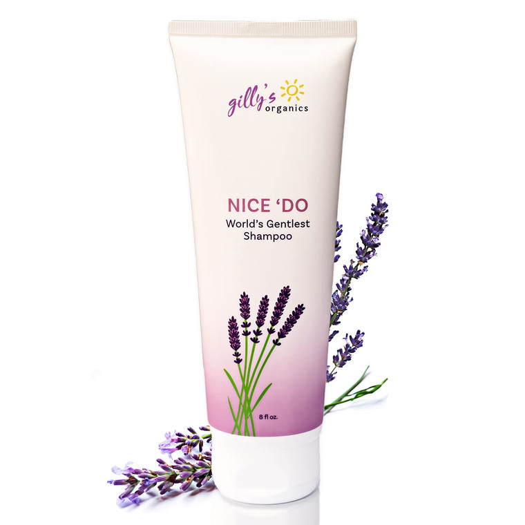 Gilly's Organics Organic Shampoo, Fresh Lavender Scent - Made in USA 2-in-1 Natural & Super Gentle Cleaner For Soft & Thick Hair - Infused with Aloe