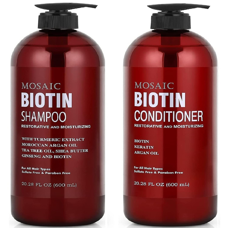 Biotin Shampoo and Conditioner Set for Hair Growth, Thinning Hair Treatment, Hair Thickening Products for Women & Men, Paraben & Sulfate Free, 20.2 F