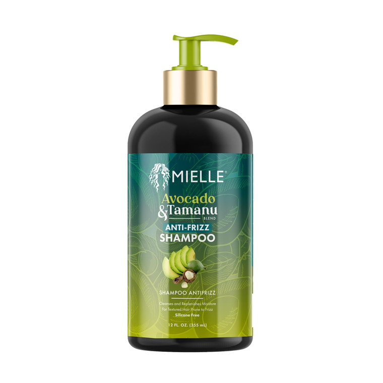 Mielle Organics Avocado & Tamanu Anti-Frizz Shampoo - Sulfate Free Smoothing Shampoo for Textured Curly & Straight Styles, Humidity Resistant Hair Ca