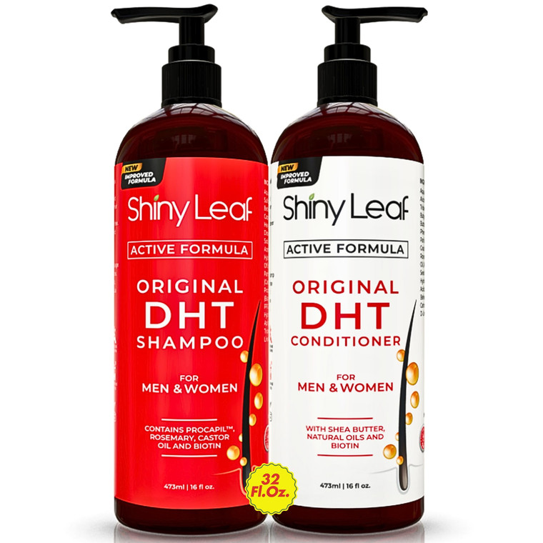 DHT Blocker Shampoo and Conditioner - For Women And Men, Made In USA, Anti-Hair Loss Treatment, With Biotin, Castor Oil, Rosemary Oil and Procapil, F