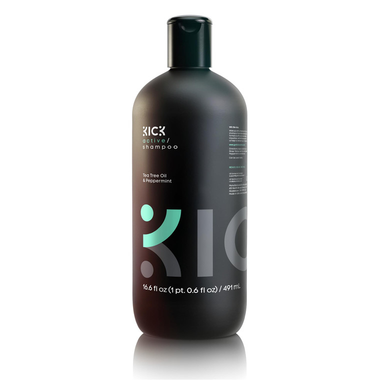 Kick Mens Shampoo - Peppermint & Tea Tree for Oil Control - Sulfate-Free, Refreshing Formula - Anti-Dandruff and Scalp Soothing - Shampoo for Oily Ha