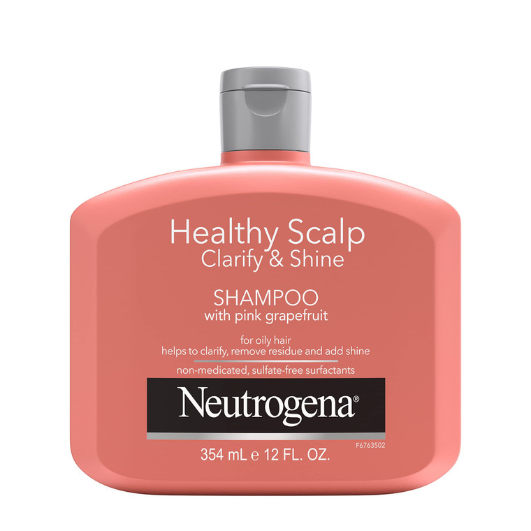 Neutrogena Exfoliating Healthy Scalp Clarifying Shampoo for Oily Hair & Scalp, Pink Grapefruit pH-Balanced Anti-Residue Formula Adds Shine, Sulfate,