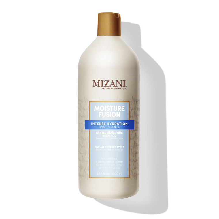Mizani Moisture Fusion Gentle Clarifying Shampoo - Cleanses Hair to Remove Buildup, With Charcoal, For Curly Hair, 33.8 Fl Oz