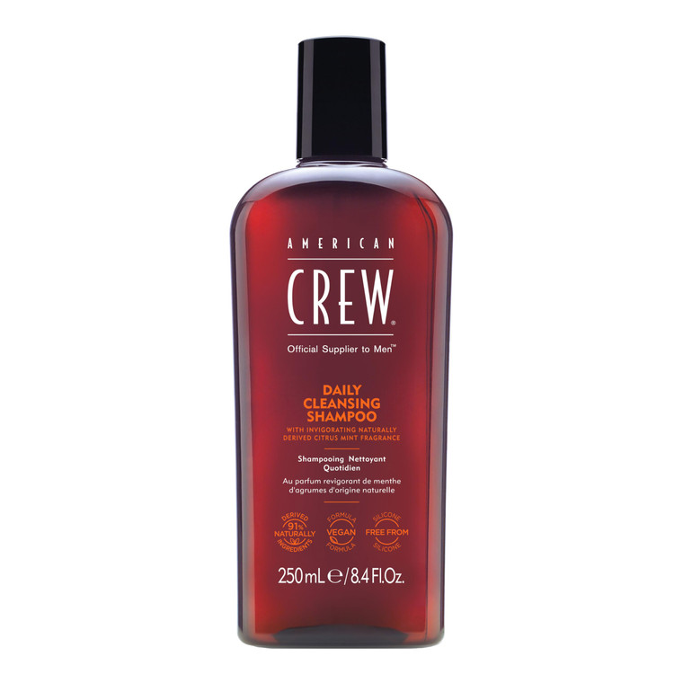 American Crew Shampoo for Men, Daily Cleanser, Naturally Derived, Vegan Formula, Citrus Mint Fragrance, 8.45 Fl Oz