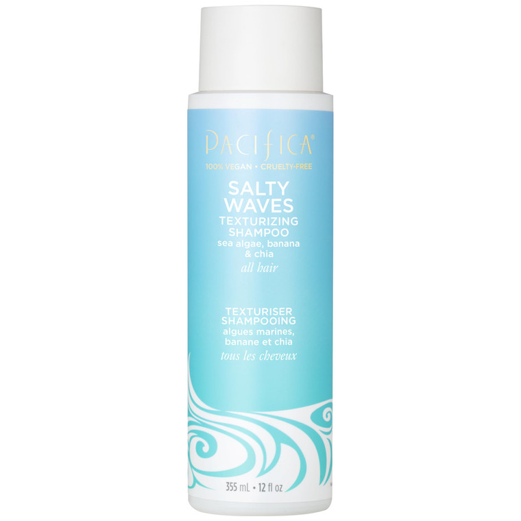 Pacifica Salty Waves Texturizing Shampoo - Beachy Textured, Messy Look, Hair Styles - Moisturizing Hair Care w/ Vitamin B & E - Banana Scent Clean Be