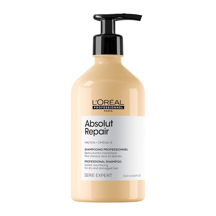 L'Oréal Professionnel Paris Absolut Repair Shampoo  Nourishing Protein Shampoo For Dry, Damaged Hair, Repairs Damage and Provides Shine, 16.9 Fl Oz