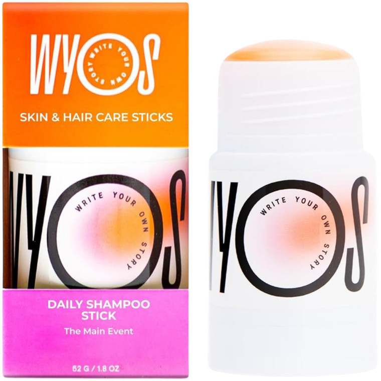 WYOS Shampoo Stick for Men  Sulfate-Free Solid Shampoo, Deep Cleans Without Drying, Color-Safe, Lathers Fast, Hands-Free Application, Leak-Proof & T