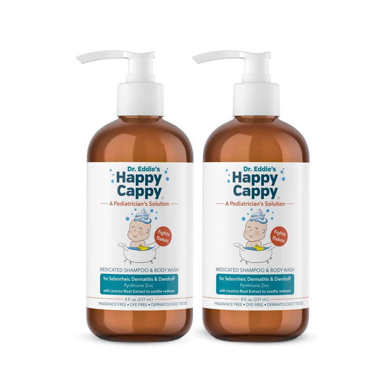 Happy Cappy Medicated Shampoo and Body Wash- Baby Dandruff Shampoo, Helps Cradle Cap and Seborrheic Dermatitis, Reduces Redness, Dermatologist Tested