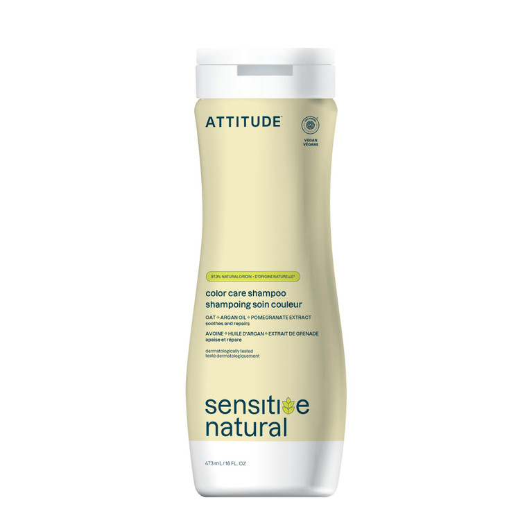 ATTITUDE Hair Shampoo for Sensitive Dry Scalp, EWG Verified, Soothing Oat, Protects Color, Naturally Derived Ingredients, Vegan and Plant-Based, Colo