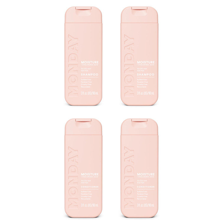 MONDAY Haircare MOISTURE Shampoo + Conditioner with Hyaluronic Acid & Shea Butter for Dry & Dull Hair 90 mL (Dual Set)
