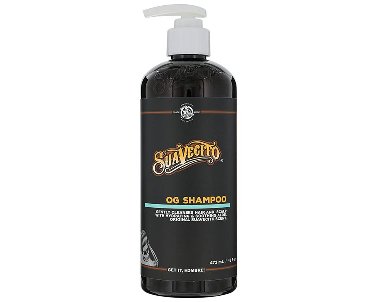 Suavecito OG Shampoo 16 oz Pump Bottle Original Scent - Gently Cleanses Hair, Hydrates and Soothes with Aloe, Works On All Hair Types and Textures -