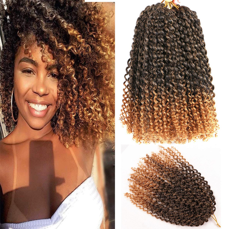10 Inch Short Passion Twist Hair 8 Bundles Kinky Curly Crochet Hair for Black Women Curly Braiding Hair Crochet Braids Hair (8Bundles10 Inch, 1B/27#)