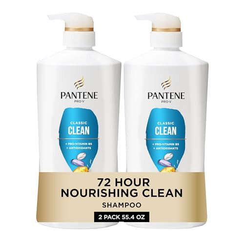 Pantene Shampoo, Classic Clean - Pro-V Nutrients for Dry, Color-Treated Hair, Healthy Looking Hair Every Wash, Antioxidant-Rich, 27.7 Oz Each, 2-Pack