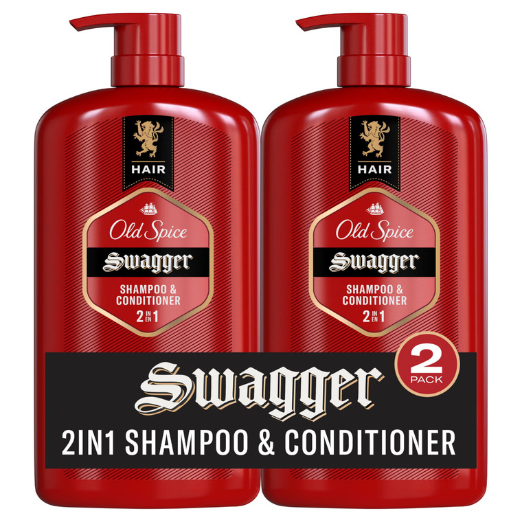 Old Spice Men's 2-in-1 Shampoo and Conditioner, Swagger, Cedarwood Lime Scent, Healthier, Fuller, More Moisturized Looking Hair, Barbershop Quality,