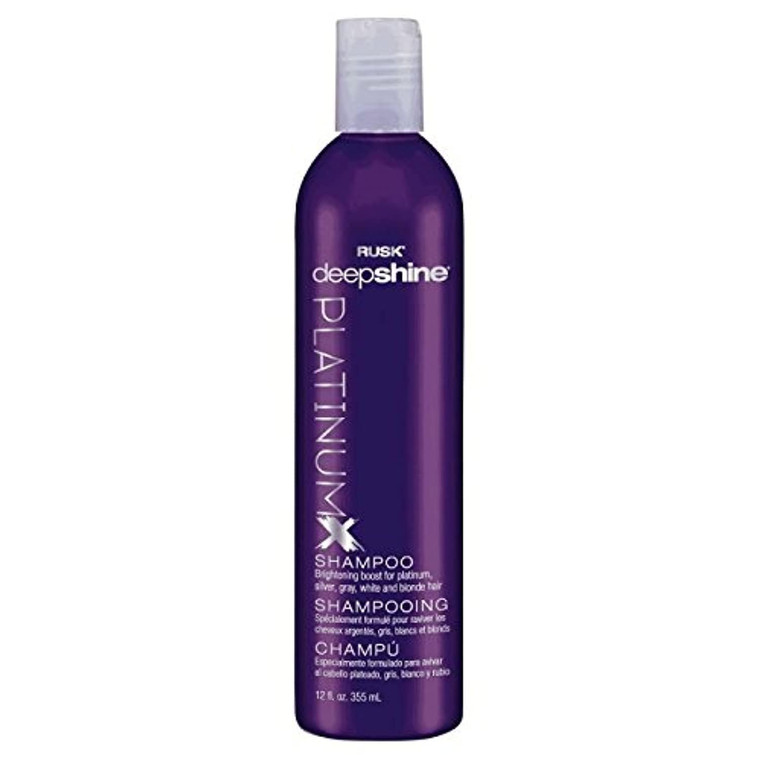 RUSK Deepshine PlatinumX Shampoo, Gentle Cleansing, Brightening Color Boost for Platinum, Silver, Gray, White, and Blonde Hair, 12 oz