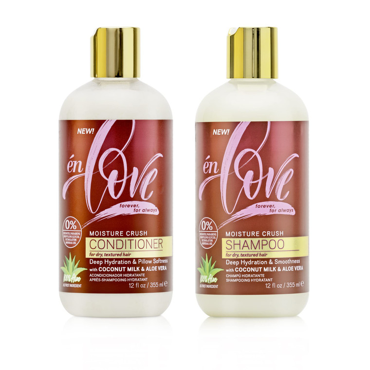 én Love Moisture Crush Shampoo & Conditioner with Coconut Milk & Aloe Vera for Deep Hydration, Smoothness, & Shine - Paraben, Mineral Oil, Petrolatum