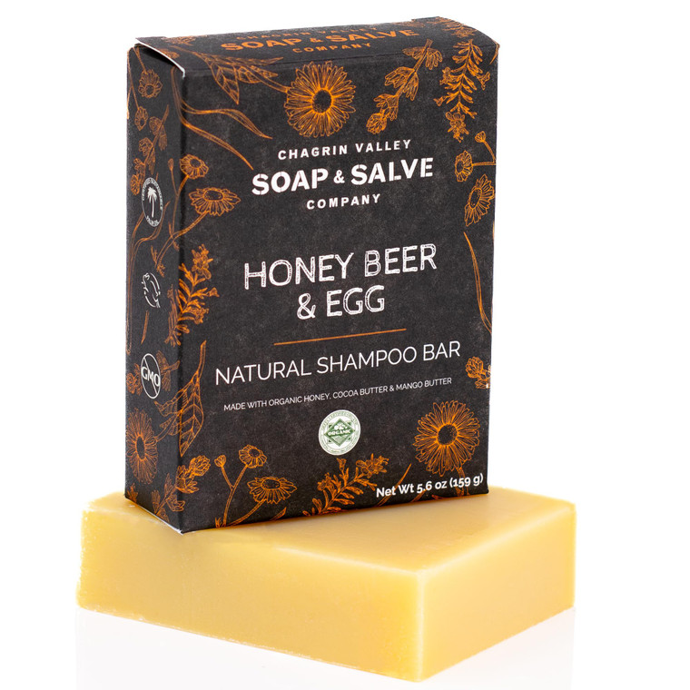 Organic Beer & Honey Shampoo Bar for Normal to Dry, Coily Hair - Sulfate-Free, Volumizing, Hydrating with Cocoa Butter, Rosemary Oil, Coconut Oil - T