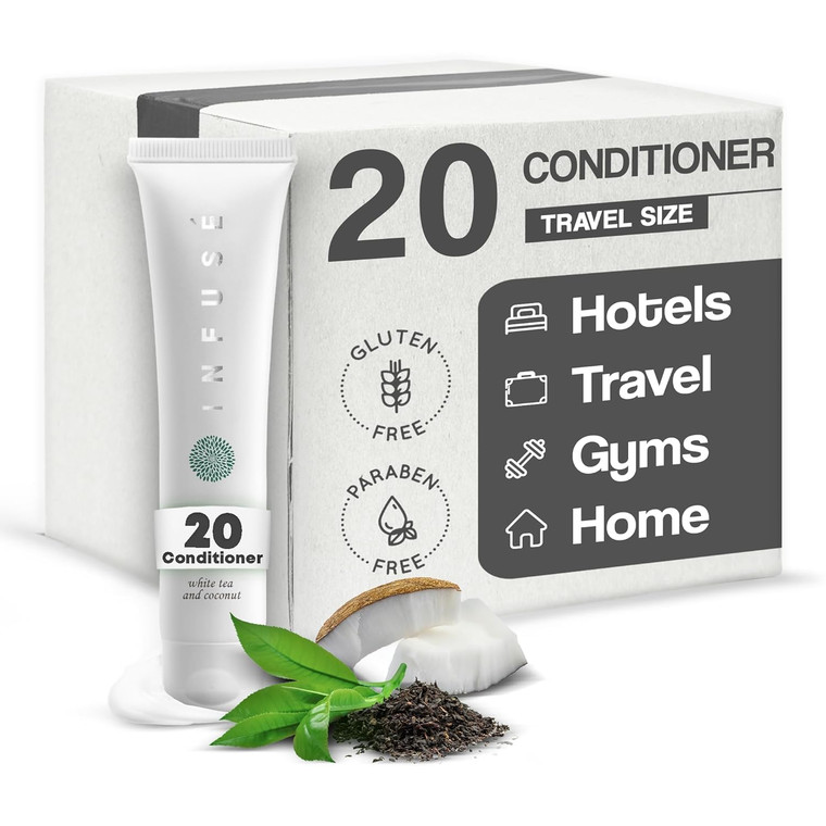 Travel Size Hotel Shampoo 20 Count 1 oz Bottles Guest Amenities for Hotels Vacation Rentals and Short Term Rentals Paraben Free White Tea and Coconut