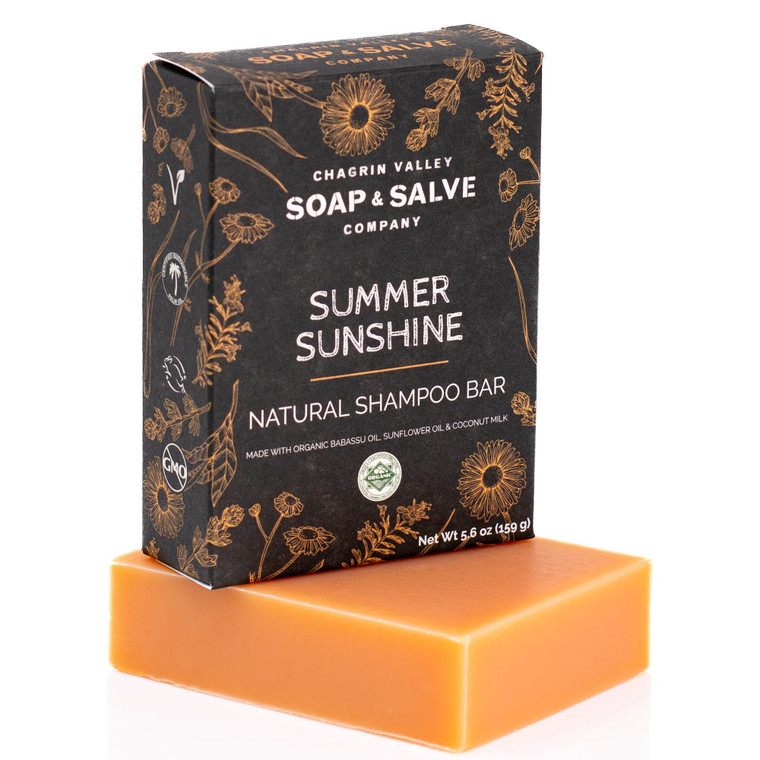 Organic Summer Sunshine with Coconut Milk & Rosemary Shampoo Bar for All Hair Types, 5.6 oz - Sulfate-Free, Hydrating, Volumizing, Travel-Friendly Na