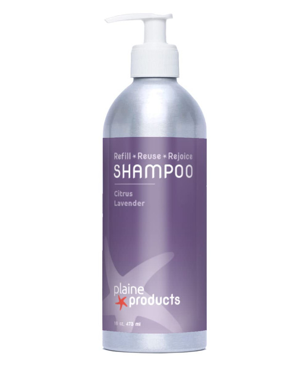 Plaine Products Eco-Friendly Shampoo - Citrus Lavender - Sulfate/Paraben/Phthalate Free, 16oz (Refillable Aluminum Bottle with Pump)