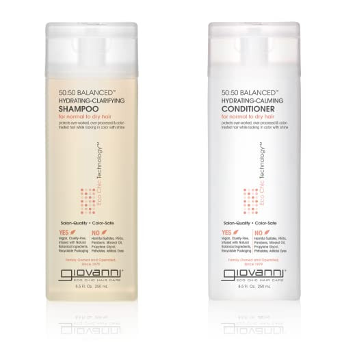 Giovanni 50:50 Balanced Shampoo and Conditioner Set - Clarifying Shampoo for Women & Men, Cleansing for Damaged, Frizzy Hair, Moisturizing Conditione