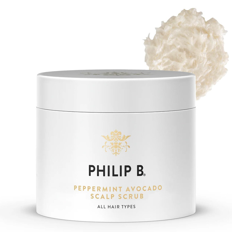 PHILIP B. Peppermint Avocado Scalp Scrub, 8 Fl Oz - Crème Shampoo + Sea Salt Scalp Scrub with Witch Hazel and Aloe, For All Hair Types