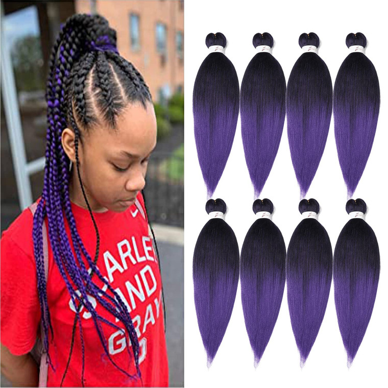 Pre Stretched Braiding Hair, 20 inch Braiding Hair, 8 Packs Soft Yaki Texture,No Itch, Hot Water Setting Synthetic Hair Extensions for Braids (20in,1