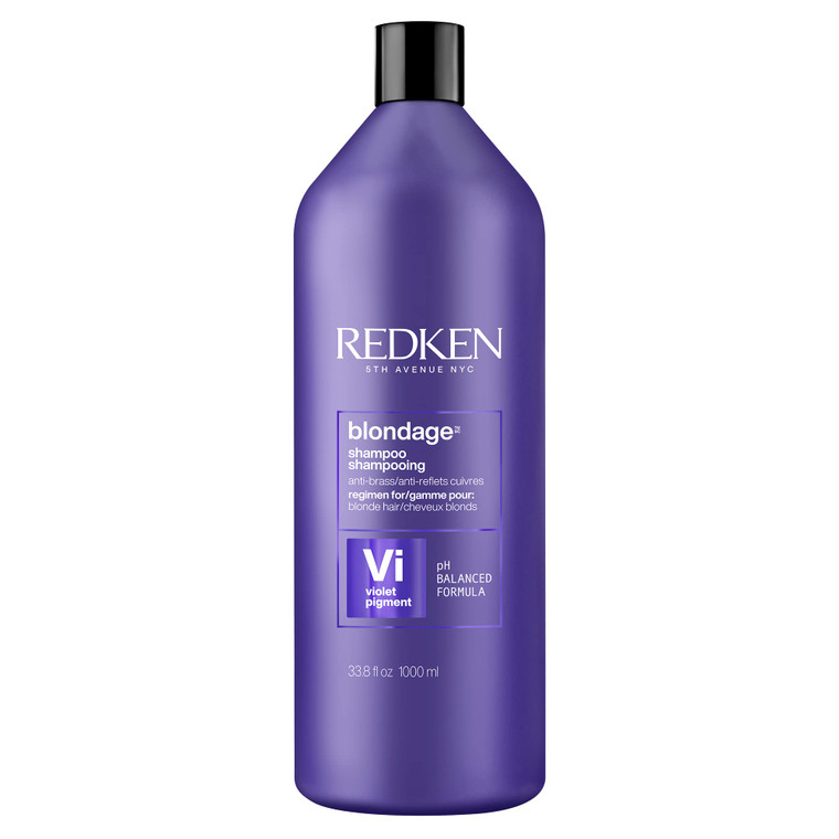 Redken Blondage Color Depositing Purple Shampoo For Blonde, Bleached or Highlighted Hair - Neutralizes Brassy Tones With Salicylic Acid, 33.8 Fl Oz