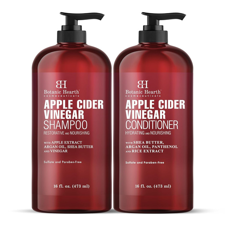 Botanic Hearth Apple Cider Vinegar Shampoo and Conditioner Set | Helps Dry Itchy Scalp, Dandruff, Frizz and Hair Loss | Color Safe, Sulfate Free Sham