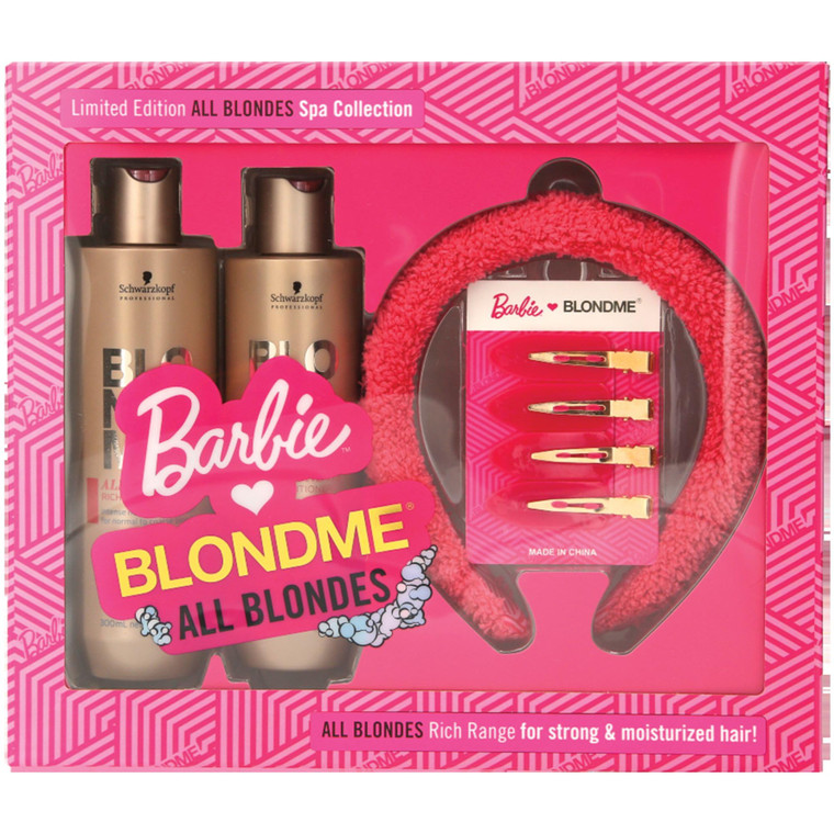 BlondMe® x BARBIE Home Spa Collection  All Blondes Kit - Nourishing and Hydrating Treatment for Shiny Hair  Moisturizing Shampoo for Normal to Coa