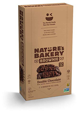 Natures Bakery Whole Wheat Fig Bars, Double Chocolate Brownie, Real Fruit, Vegan, Non-GMO, Snack bar, 1 box with 12 twin packs (12 twin packs)