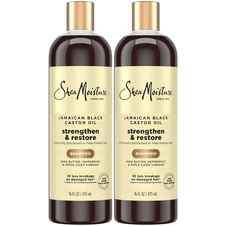 SheaMoisture Jamaican Black Castor Oil Strengthen & Restore Shampoo 2-Pack, 16 Oz Ea