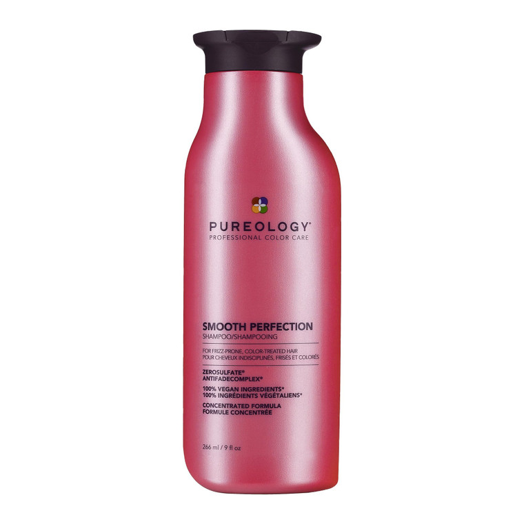 Pureology Smooth Perfection Shampoo - For Frizzy and Color Treated Hair, Smooths Hair & Controls Frizz, Sulfate-Free & Vegan, 9 Oz