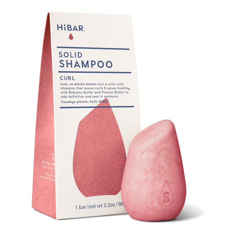 HIBAR - Curl Shampoo Bar - For Curly Hair - Define, Cleanse & Nourish - With Babassu & Pracaxi Butter & Curl Complex - Plastic-Free - Soap, Paraben &