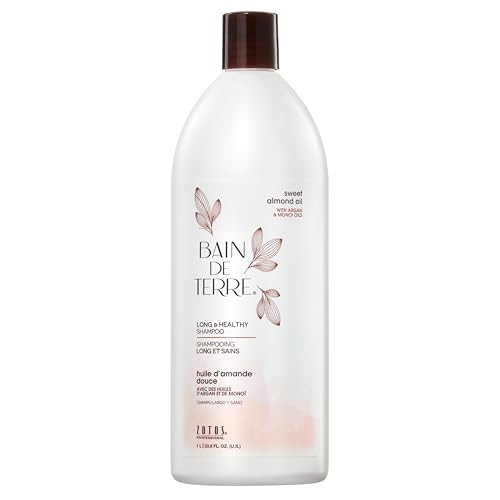 Bain de Terre Sweet Almond Oil Long & Healthy Shampoo, Strength & Protection for Weak, Damaged Hair, with Argan & Monoi Oils, Paraben-Free, Color-Saf