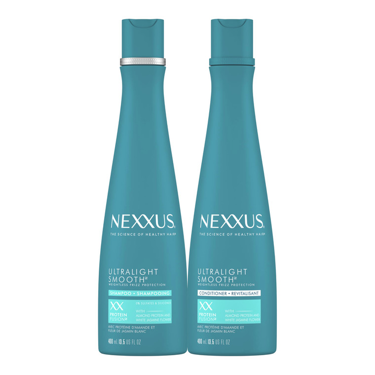 Nexxus Ultralight Weightless Shampoo & Conditioner for Dry, Frizzy Hair - Smooth Treatment to Block Out Frizz, 13.5 oz (Pack of 2)