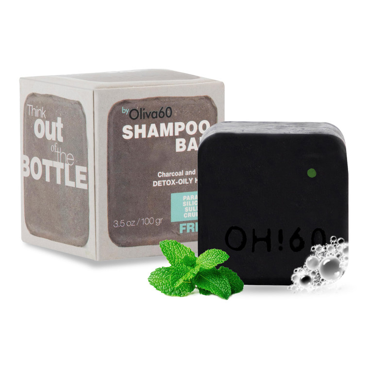Shampoo Bar Charcoal Mint | Olive, Argan & Macadamia Oil | Sulfate & Paraben Free | Natural Hair Care | 3.5 oz | Extra Moisturizing | Shampoo for Oil