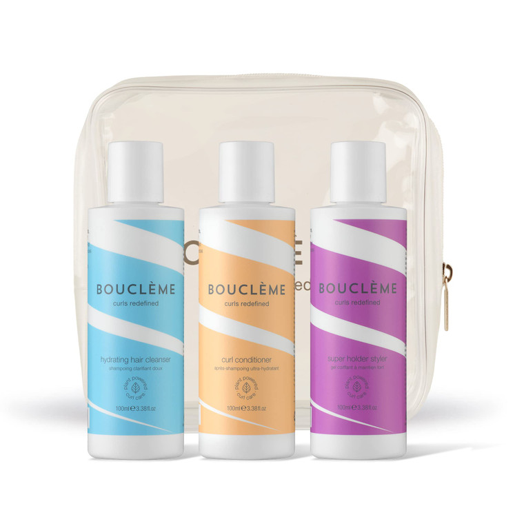 Bouclme Waves Travel Kit - Ultimate Haircare for Wavy Hair - Protects & Nourishes Waves - Includes Hydrating Hair Cleanser, Conditioner & Super Hold