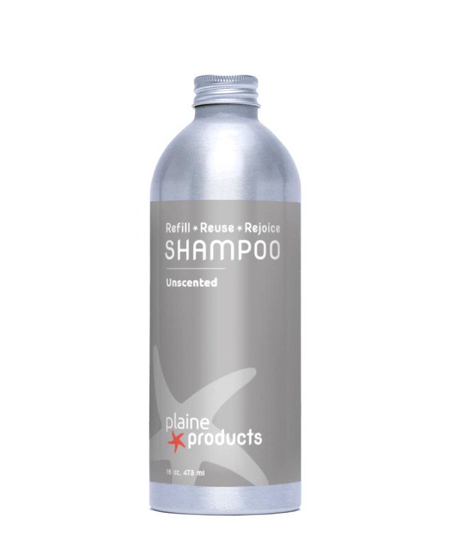 Plaine Products Eco-Friendly Shampoo - Unscented - Sulfate/Paraben/Phthalate Free, 16oz (Refill Bottle - No Pump)