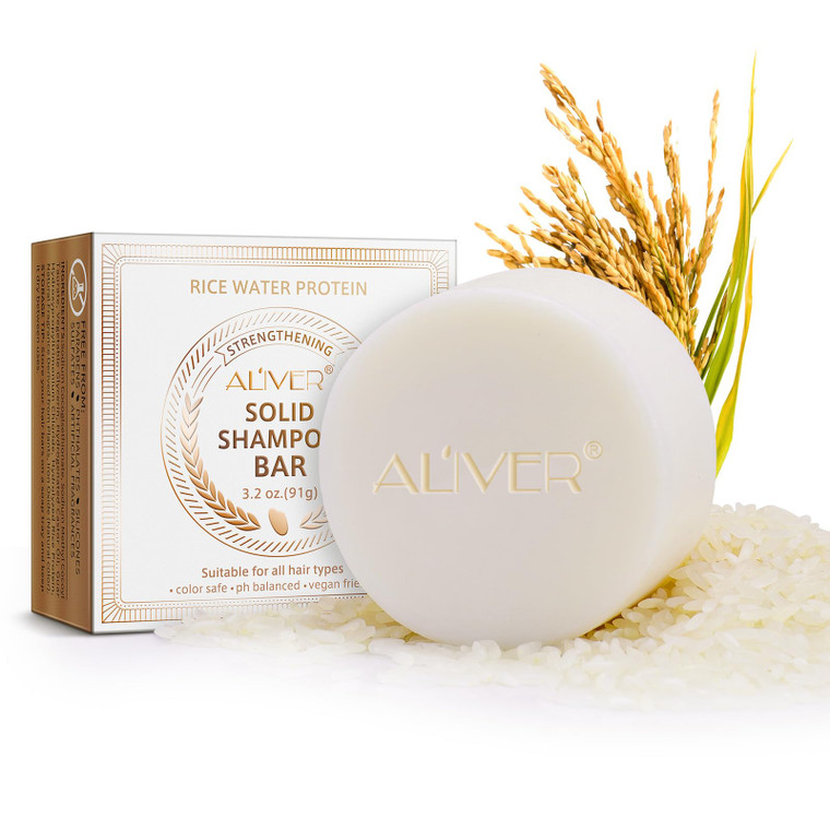 Rice Water Shampoo Bar for Hair Growth, 3.2oz Vegan & All Natural Hair Growth Shampoo Bar, For Hair Growth and Moisturizing,for Dry Damaged Hair,pH B