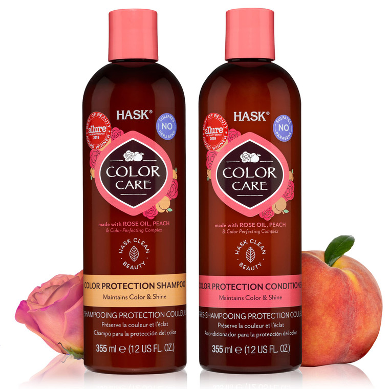 HASK Color Care Shampoo + Conditioner Set for Color-Treated Hair | Sulfate-Free, Paraben-Free, Gluten-Free, Vegan, Cruelty-Free, Color Safe | 12oz ea
